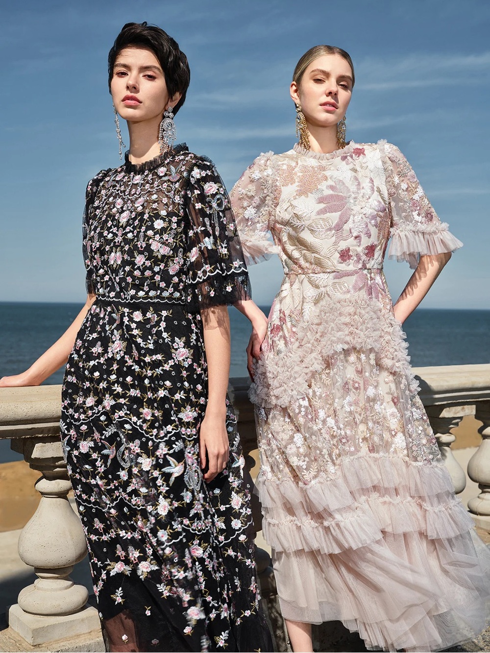 Rich Radi Q’S Black Floral Embroidered Lace Midi Dress - Picture 14 of 16